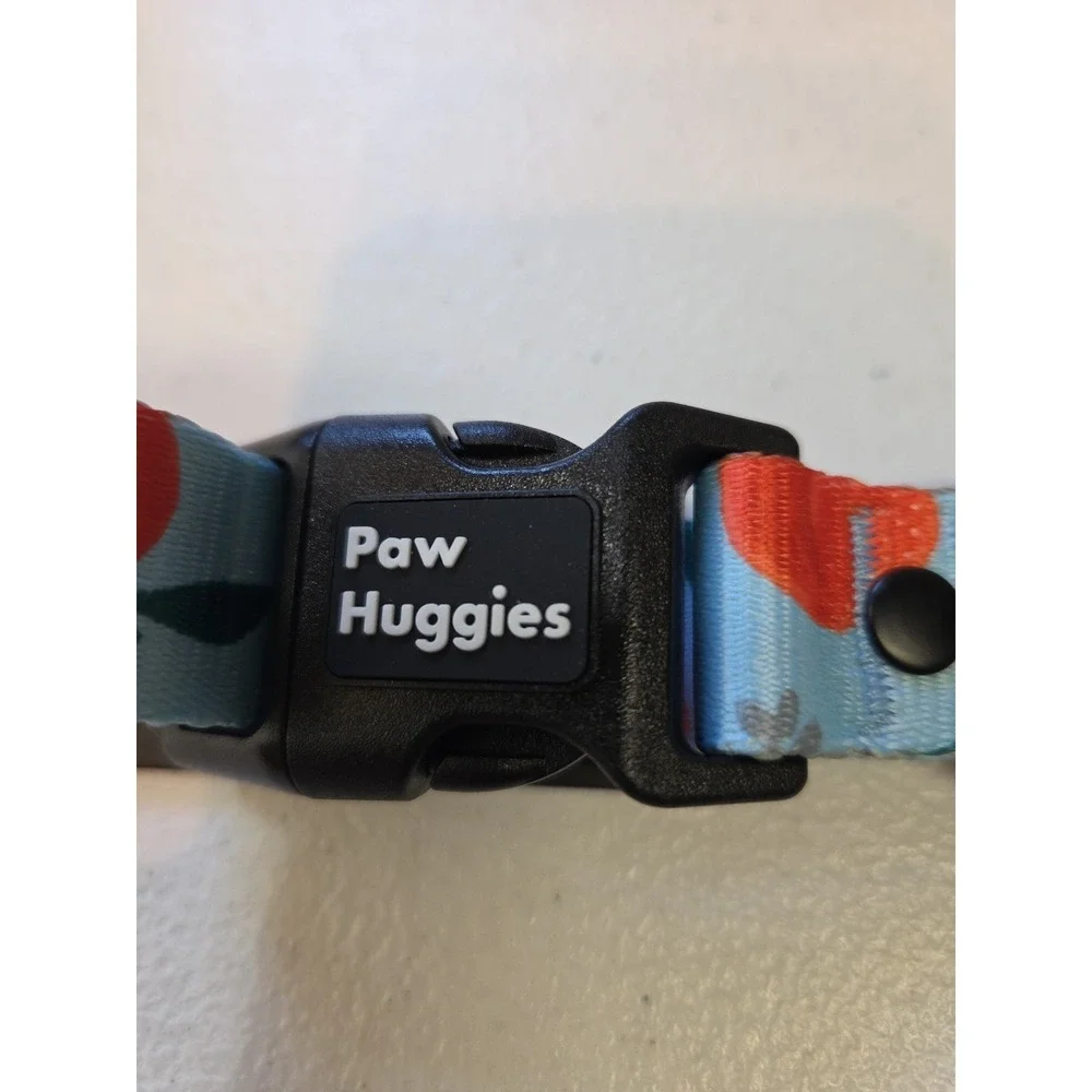 Paw Huggies Dog Collar & Leash Set Orange Fruit Print‎ Adjustable Blue NWT